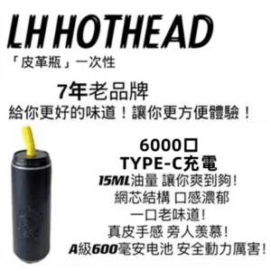 LH HOTHEAD皮革瓶電子煙可充電一次性拋棄式6000口